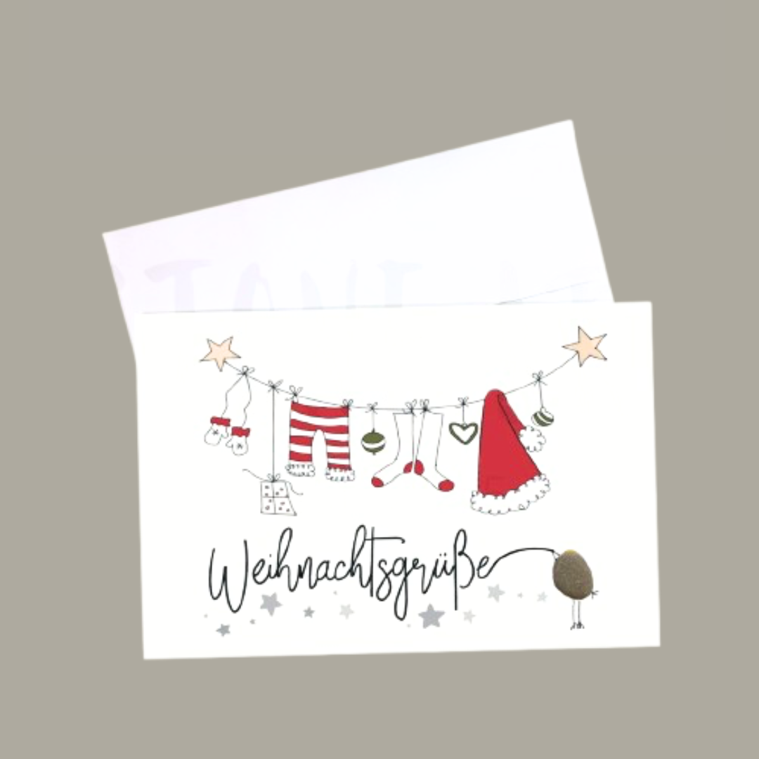 Card "Christmas Greetings" - Mini Stone Picture with Envelope