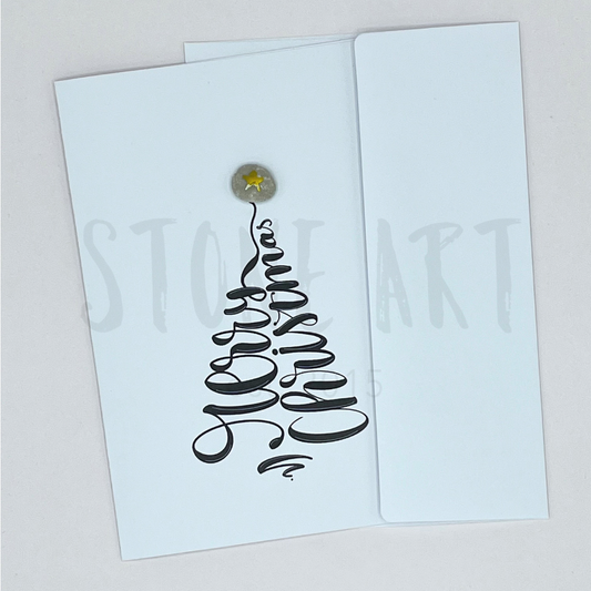 Karte "Merry Christmas" - Mini Steinbild mit Umschlag
