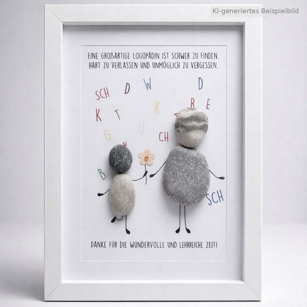 Kieselsteinbild Eine großartige Logopädin – Geschenk für Logopädin, handgemachtes Steinbild