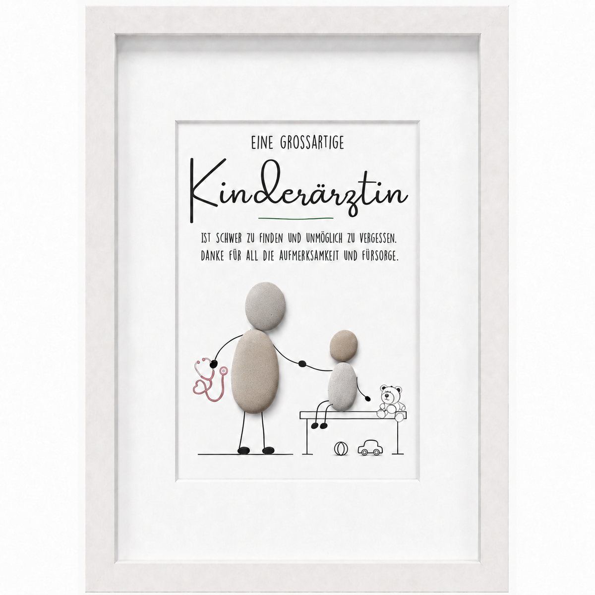 Kieselsteinbild Eine großartige Kinderärztin – Geschenk für Kinderärztin, handgemachtes Steinbild