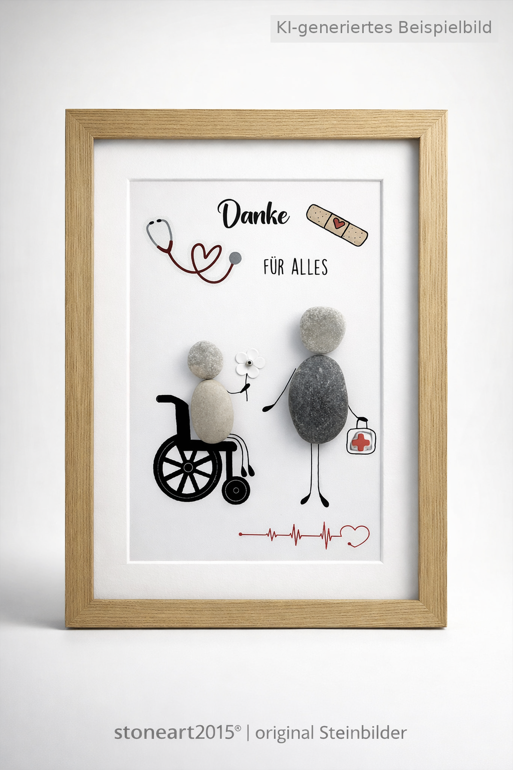 Kieselsteinbild Danke für alles – Geschenk für Arzt oder Kollegin, handgemachtes Steinbild
