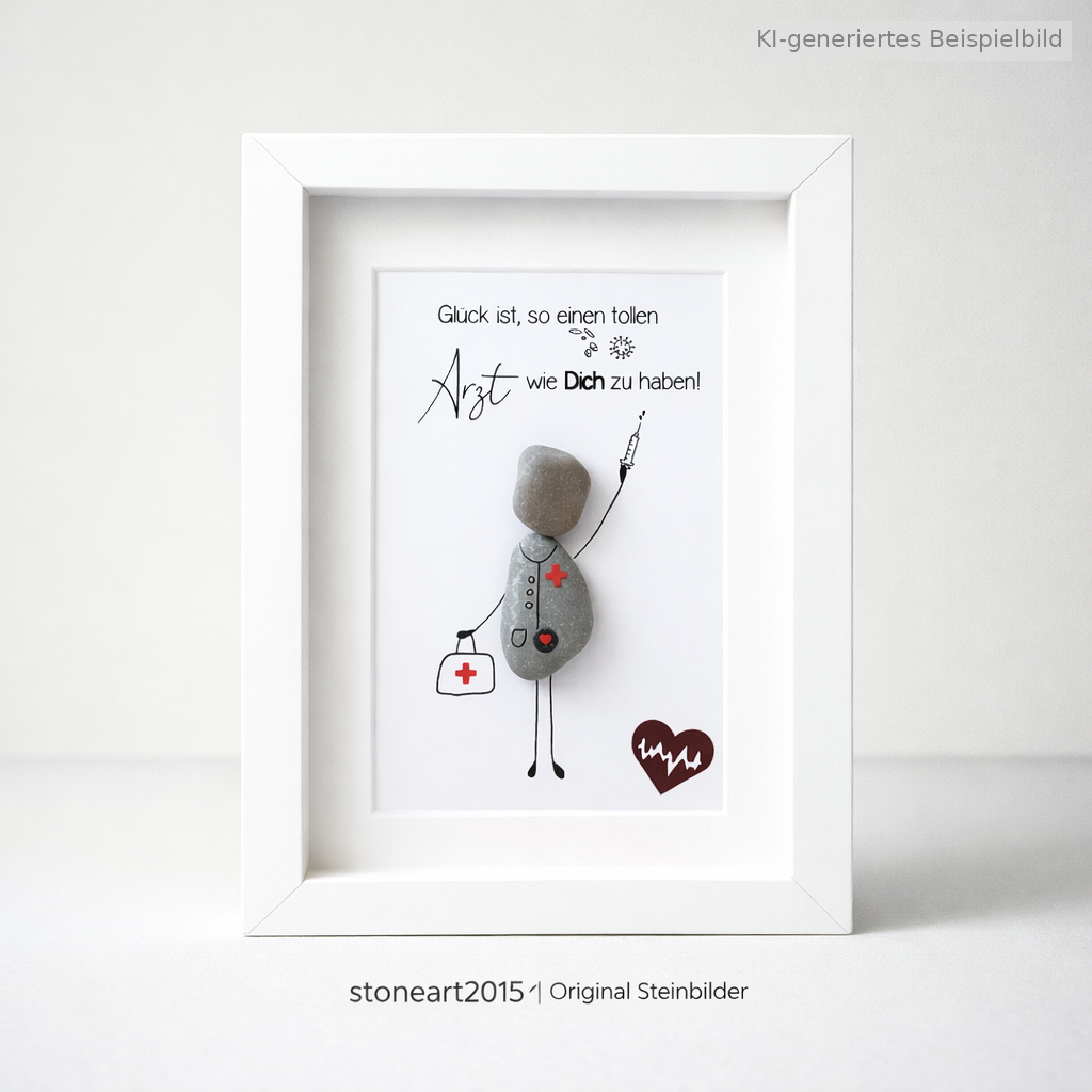 Kieselsteinbild Glück ist so einen tollen Arzt – Geschenk für Arzt, handgemachtes Steinbild