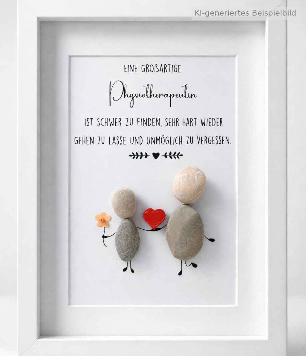 Handgemachtes Steinbild mit Text Eine großartige Physiotherapeutin – Geschenk zum Dank oder Abschied