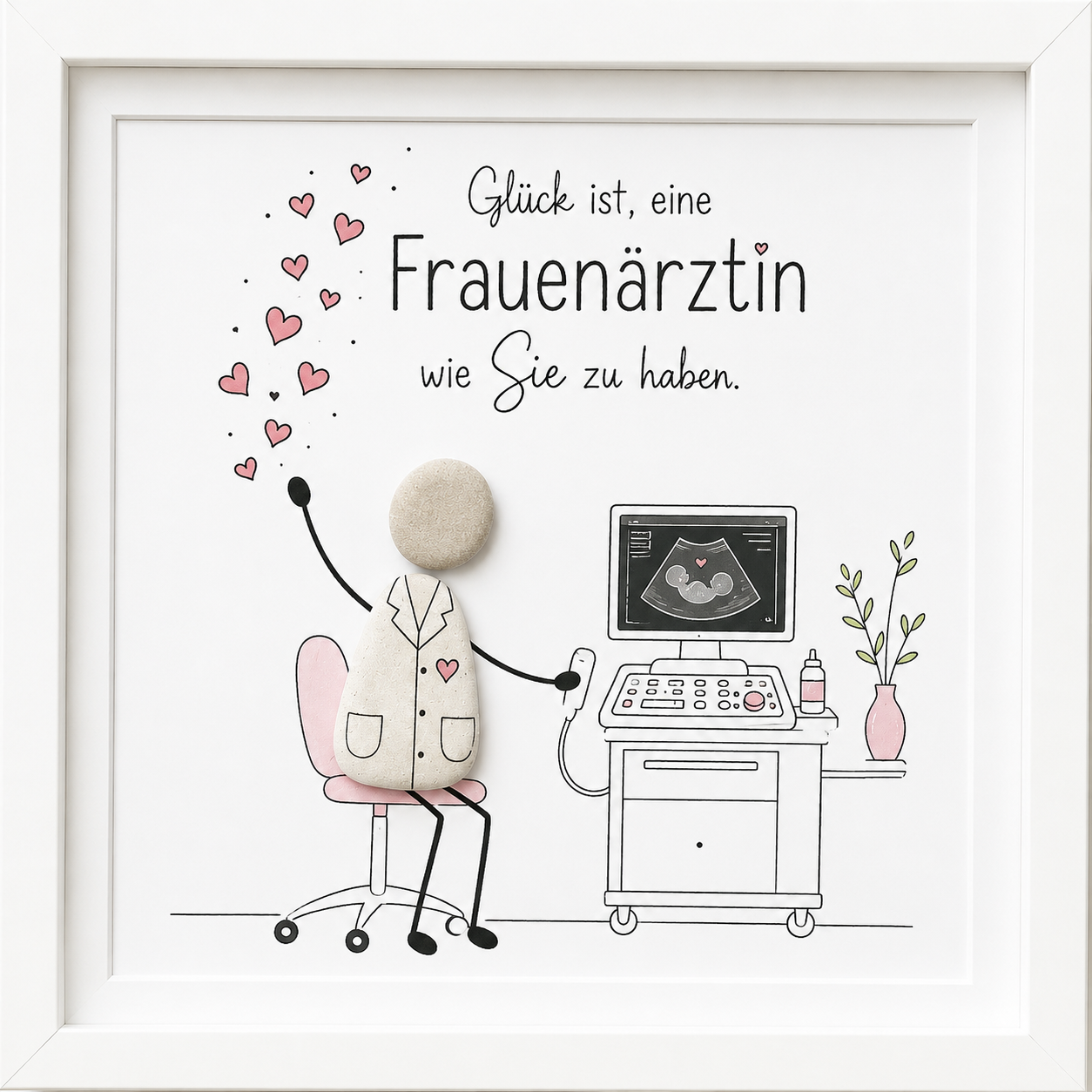 Kieselsteinbild Glück ist, eine Frauenärztin wie Sie zu haben – Dankeschön für die Frauenärztin, handgemachtes Steinbild