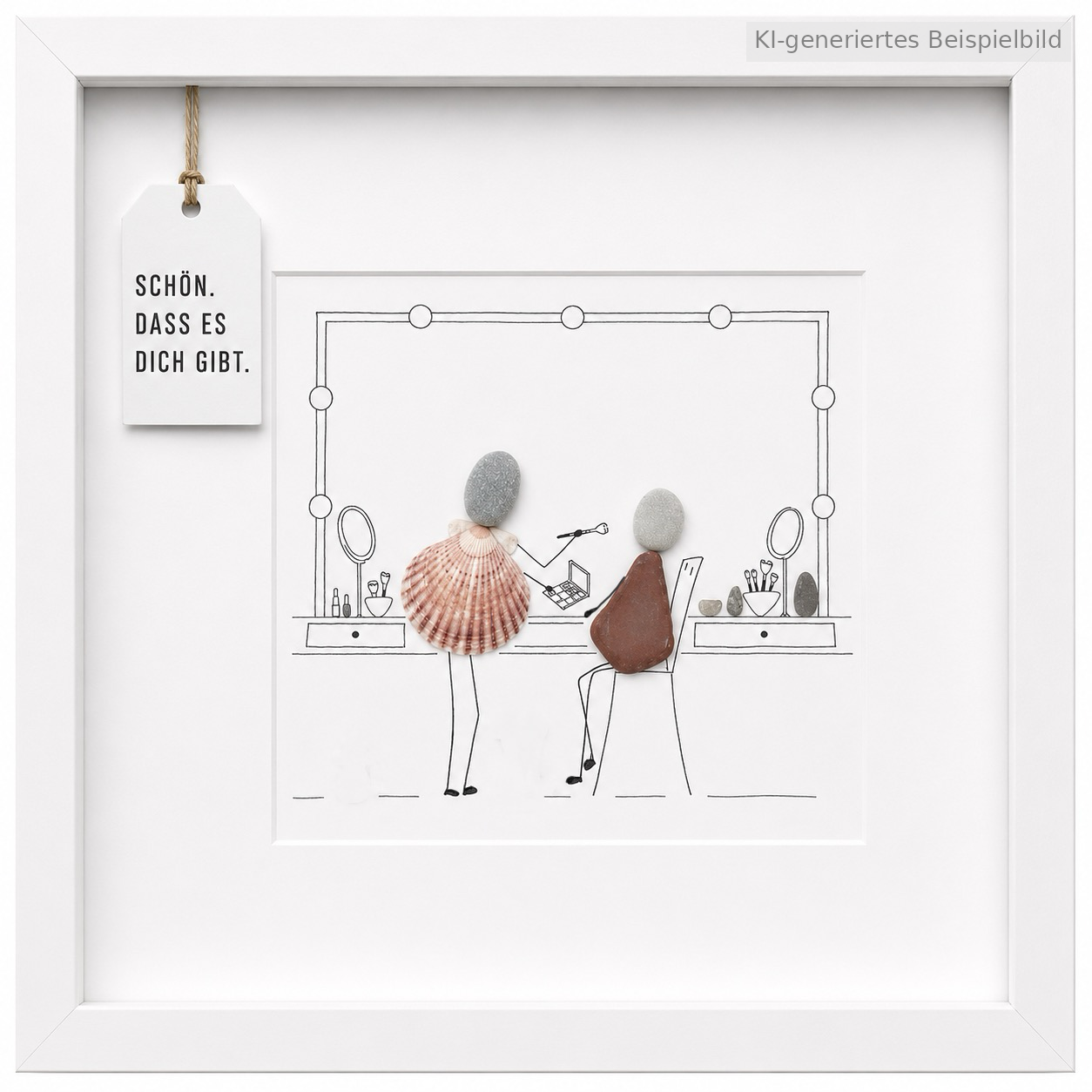 Kieselsteinbild Schön. Dass es dich gibt. – Geschenk für Kosmetikerin, handgemachtes Steinbild