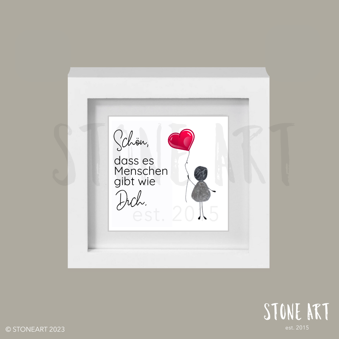 Handgefertigtes Steinbild mit dem Spruch „Schön, dass es Menschen gibt wie dich“ – liebevolles Geschenk für besondere Menschen.
