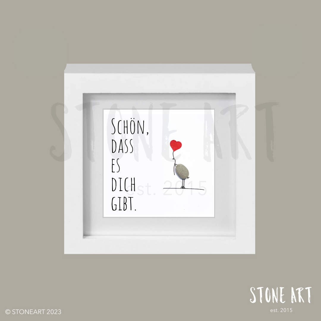 Handgemachtes Steinbild mit dem Spruch „Schön, dass es dich gibt“ – liebevolles Geschenk für Freund:innen, Familie oder Lieblingsmenschen.