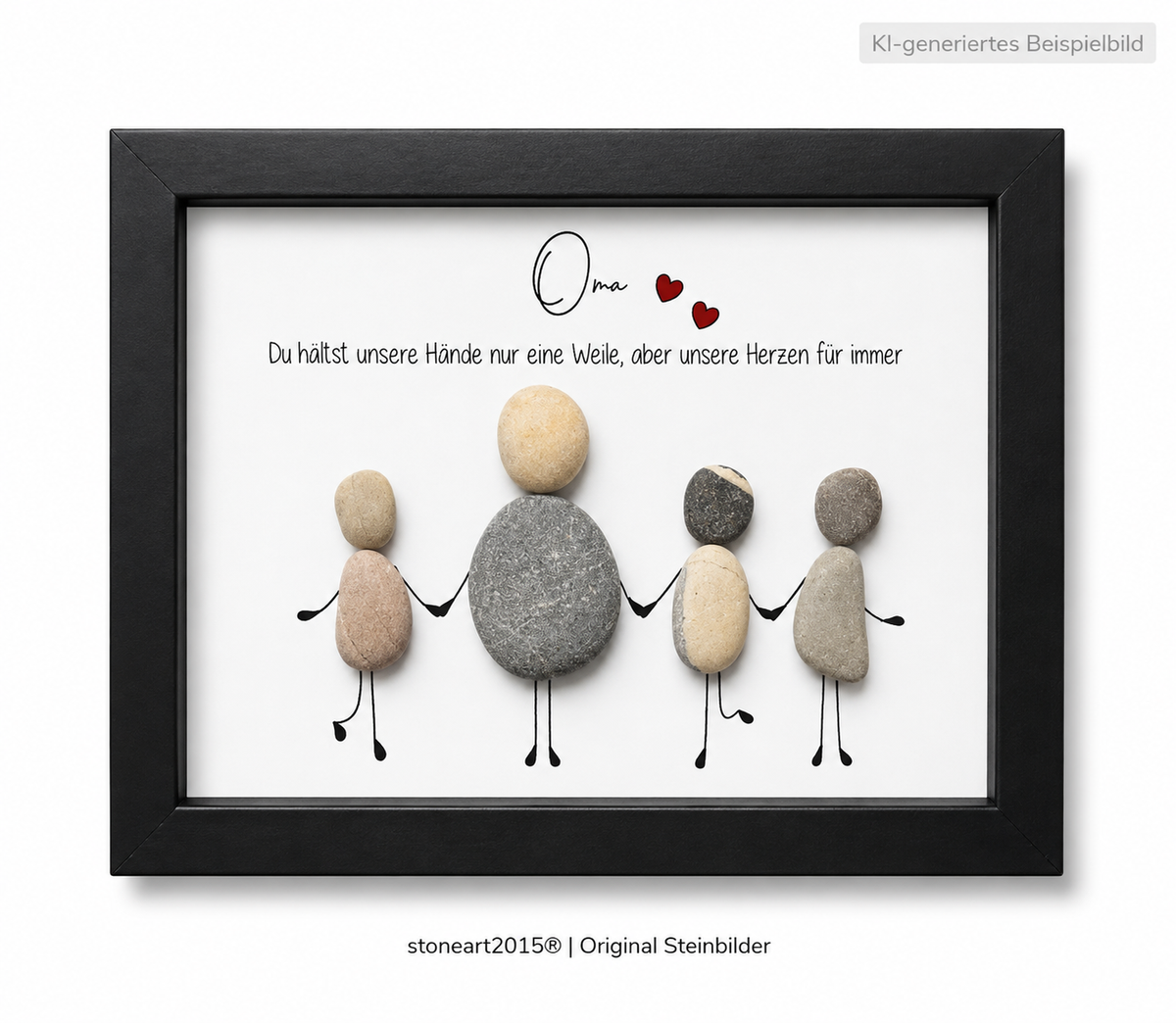Kieselsteinbild Oma du hältst unsere Hände nur eine Weile, handgemachtes Steinbild