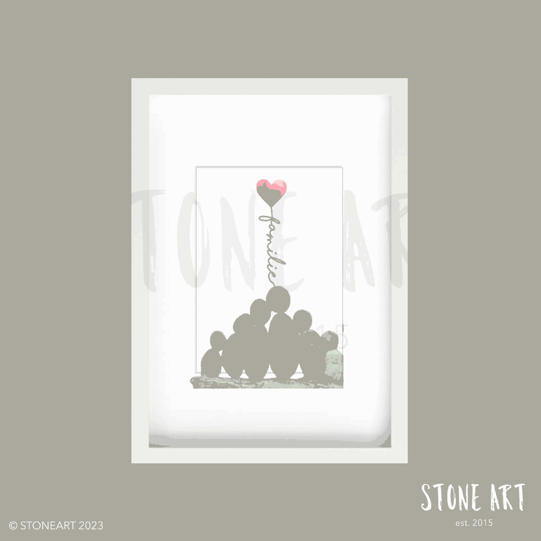Steinbild_Familie_Herzluftballon - Stammbaum Geschenkidee von Stoneart2015