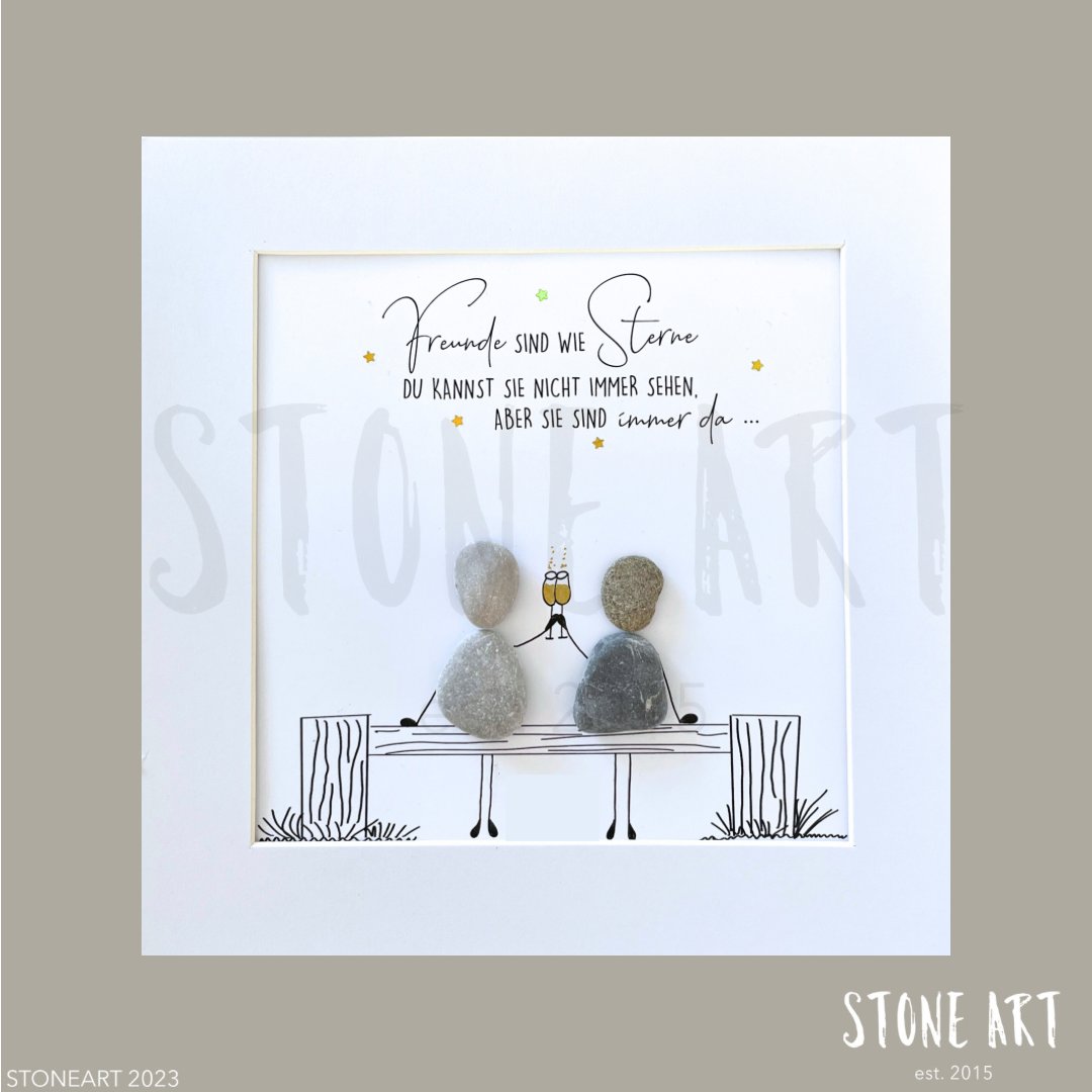 FREU08-Steinbild Freunde sind wie Sterne - Bank