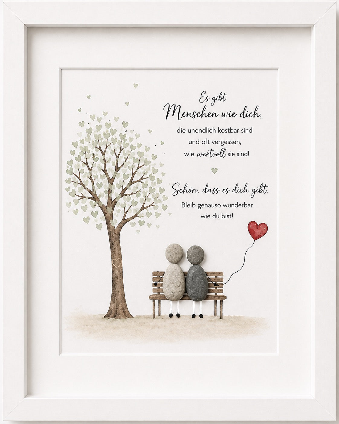 Kieselsteinbild Es gibt Menschen wie dich, die unendlich kostbar sind – Geschenk für einen besonderen Menschen, handgemachtes Steinbild