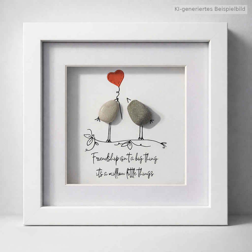 Kieselsteinbild Friendship isn't a big thing, Freundschaftsgeschenk, handgemachtes Steinbild