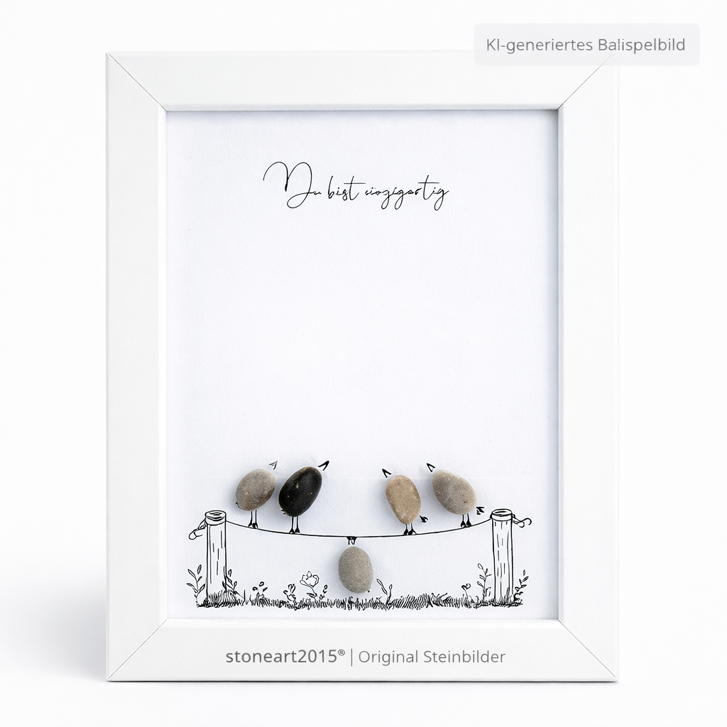 Kieselsteinbild Du bist einzigartig, Freundschaftsgeschenk, handgemachtes Steinbild