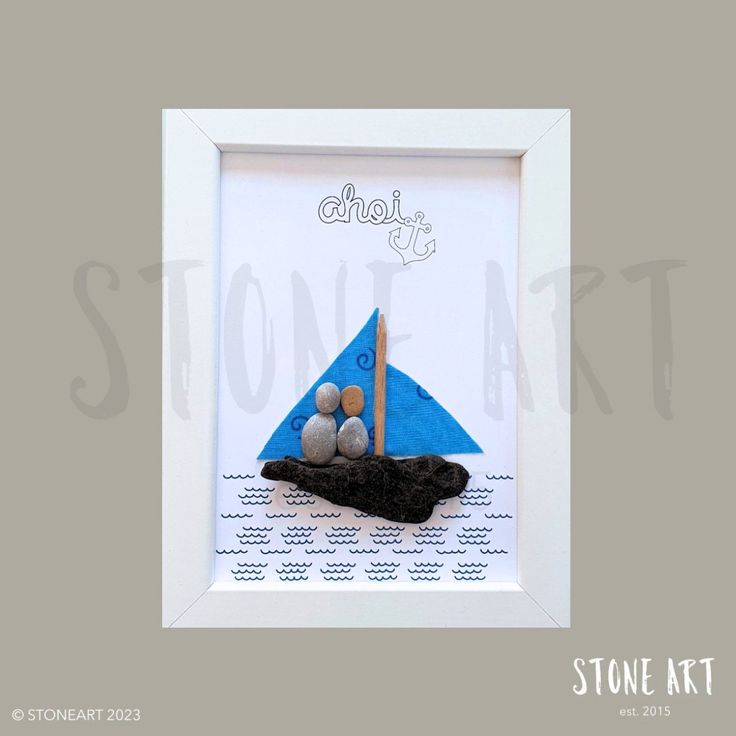 FREU58-Steinbild Ahoi mit Boot und Anker