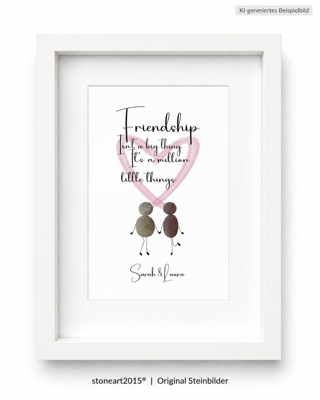 Quadro in pietra "Friendship isn't a big thing" – Motivo a cuore – Amicizia