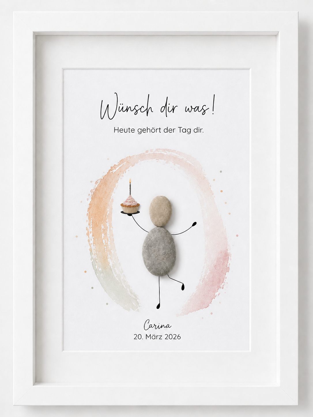 Stone picture "Happy Birthday - Glad you exist" - Birthday gift