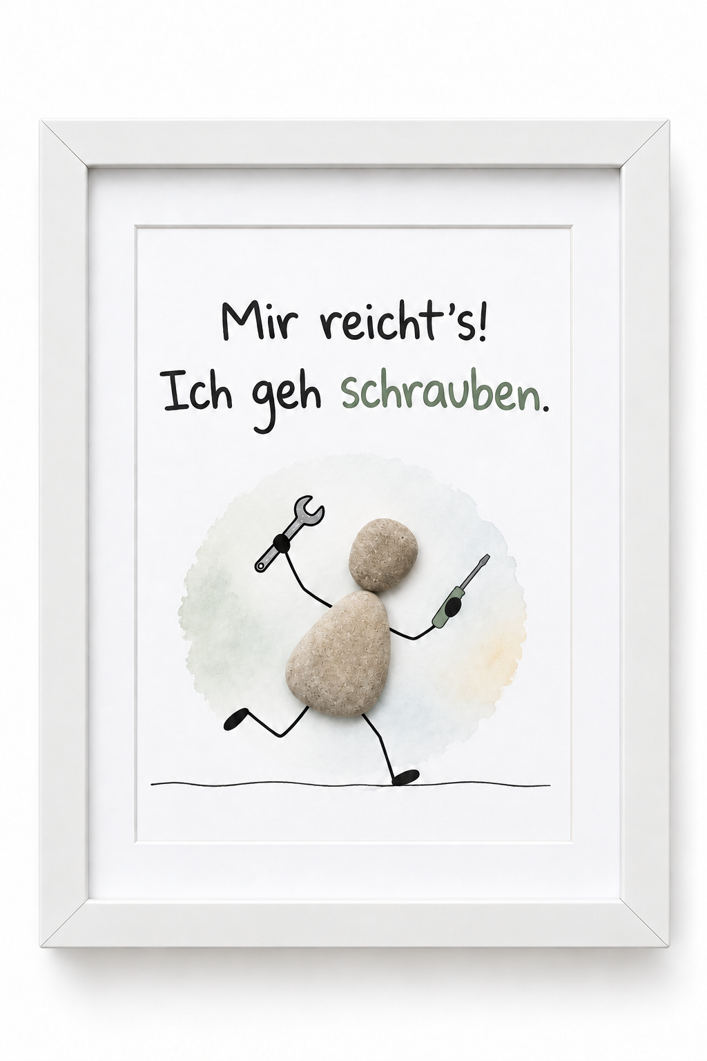 Kieselsteinbild Mir reicht's, ich geh schrauben – Geburtstagsgeschenk für Heimwerker, handgemachtes Steinbild