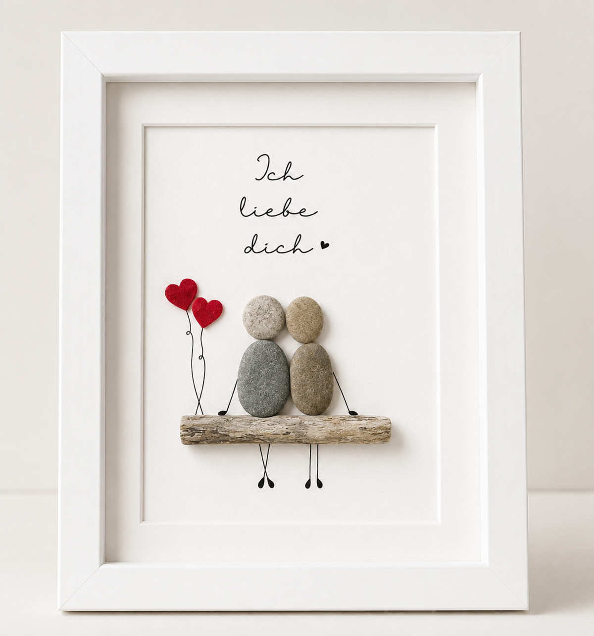 Kieselsteinbild Ich liebe dich – Liebesgeschenk, handgemachtes Steinbild