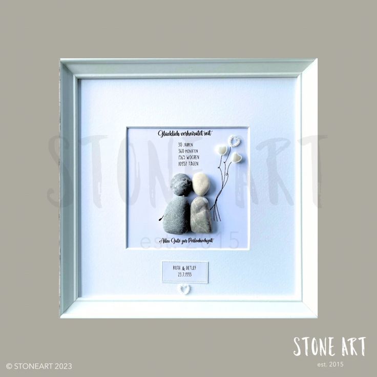 Personalisiertes Steinbild als Geschenk zur Perlenhochzeit