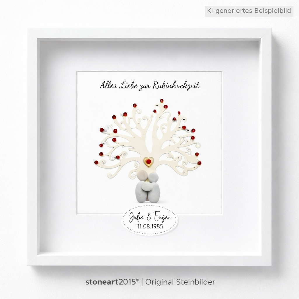 Kieselsteinbild Du bedeutest mir die Welt – Liebesgeschenk, handgemachtes Steinbild