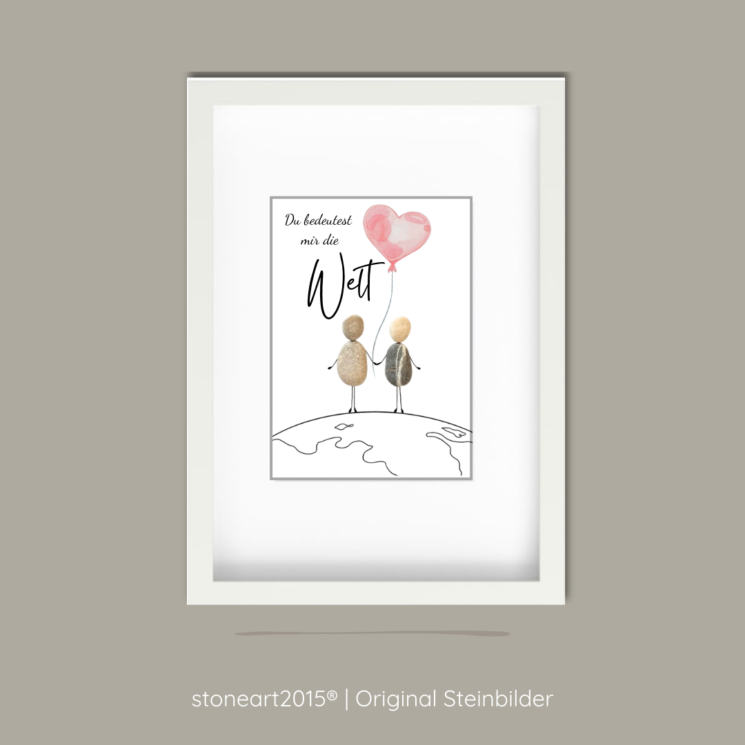 Steinbild – „Du bedeutest mir die Welt" – Romantisches Geschenk für Paare