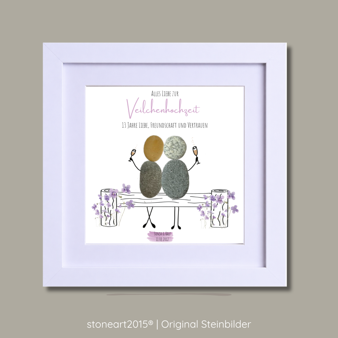 Steinbild Veilchenhochzeit – 13 Jahre Liebe, Freundschaft und Vertrauen