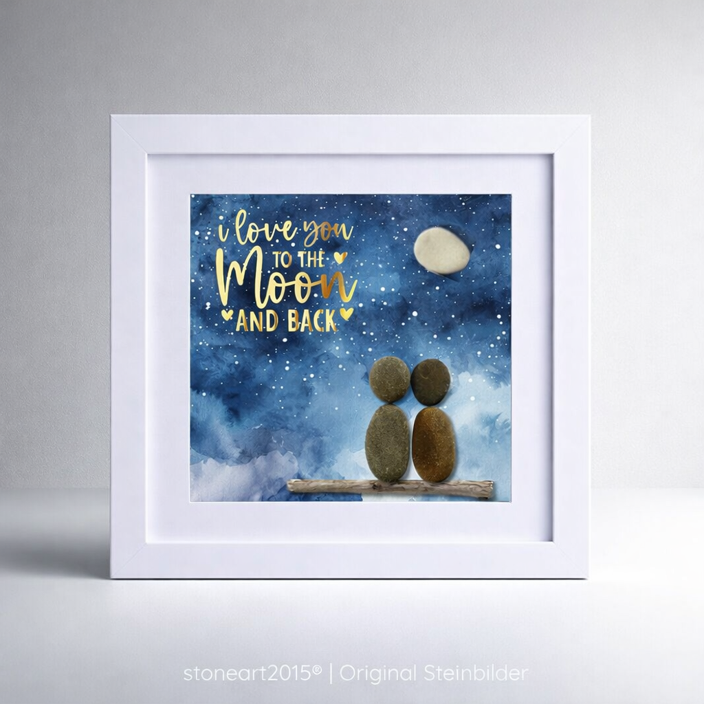 Steinbild – „I love you to the moon and back" – Sternenhimmel