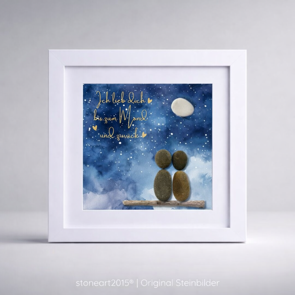 Steinbild – „Ich lieb dich bis zum Mond und zurück" – Sternenhimmel