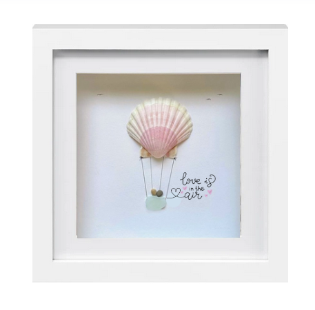 Steinbild Hochzeit – „Love is in the air" – Muschel-Heißluftballon