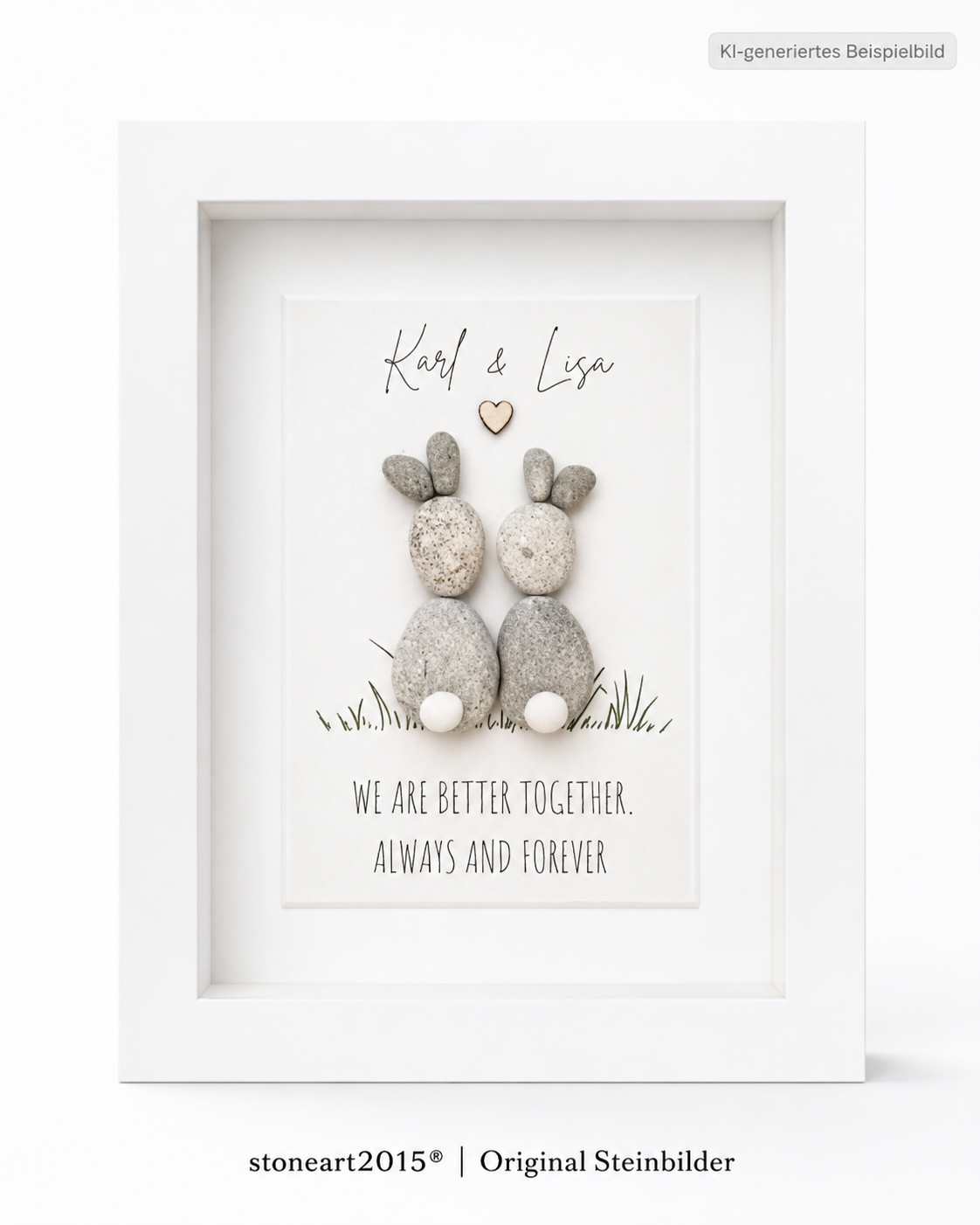 Kieselsteinbild We are better together, always and forever – personalisiertes Paar-Geschenk, handgemachtes Steinbild