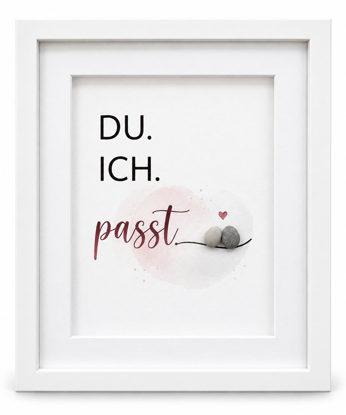 Kieselsteinbild Du, Ich, passt – Geschenk für den geliebten Menschen, handgemachtes Steinbild