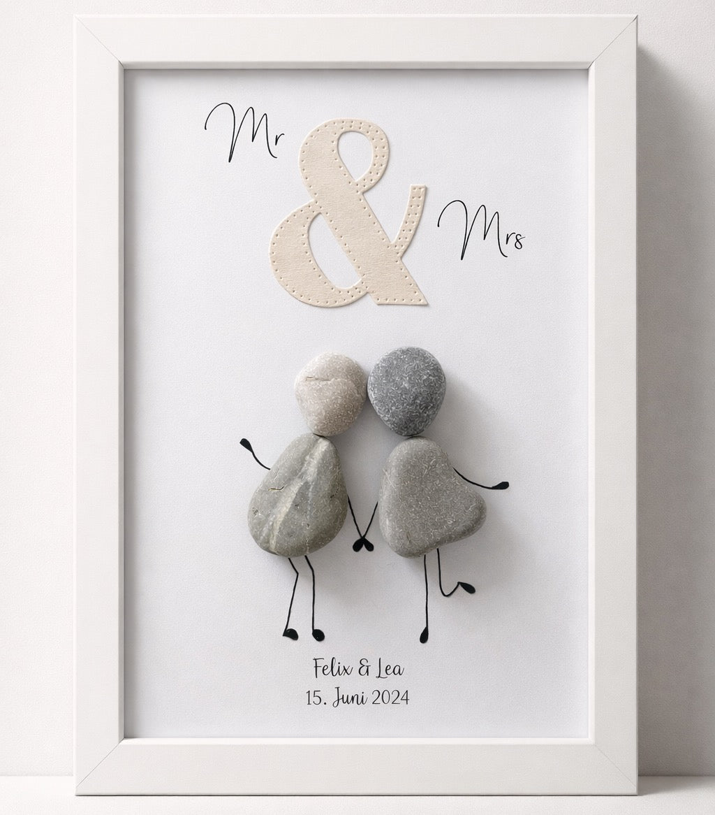 Steinbild Hochzeit – Mr & Mrs mit &-Zeichen