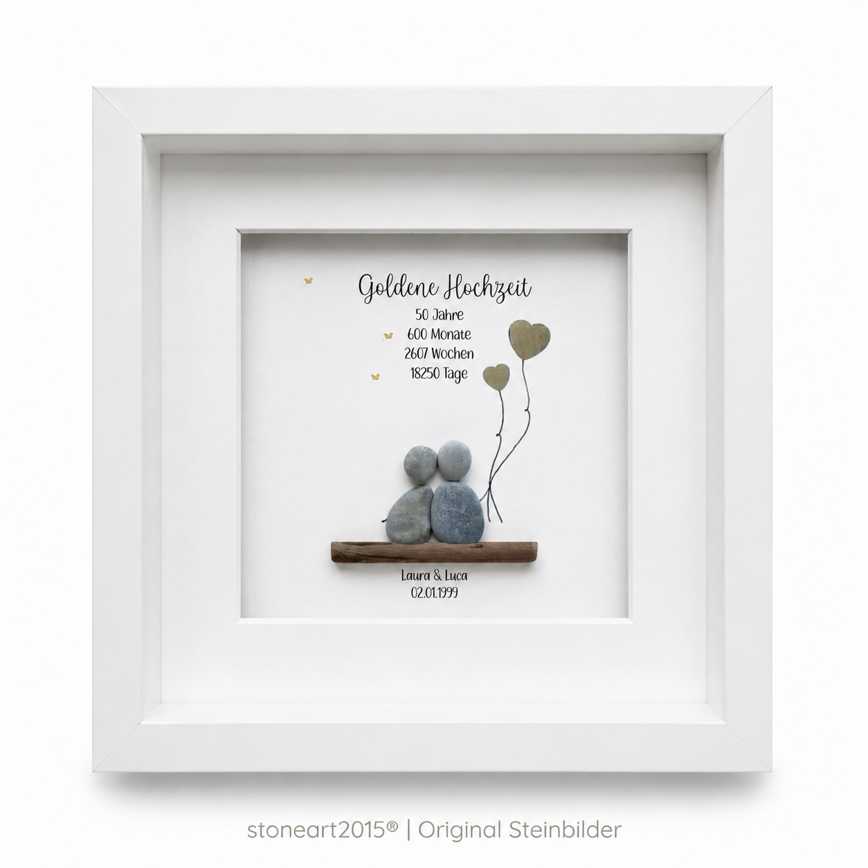 Steinbild Goldene Hochzeit – Luftballons – 50 Jahre Liebe