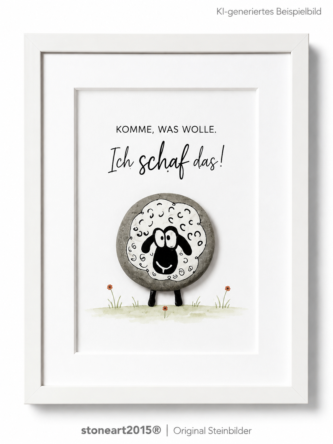 Kieselsteinbild Komme was wolle, ich schaf das – Geschenk zur Prüfung, handgemachtes Steinbild