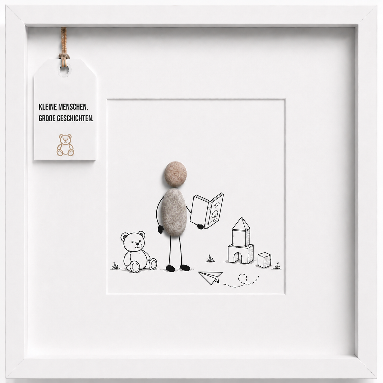 Kieselsteinbild Kleine Menschen Große Geschichten, Geschenk für Erzieherin, handgemachtes Steinbild