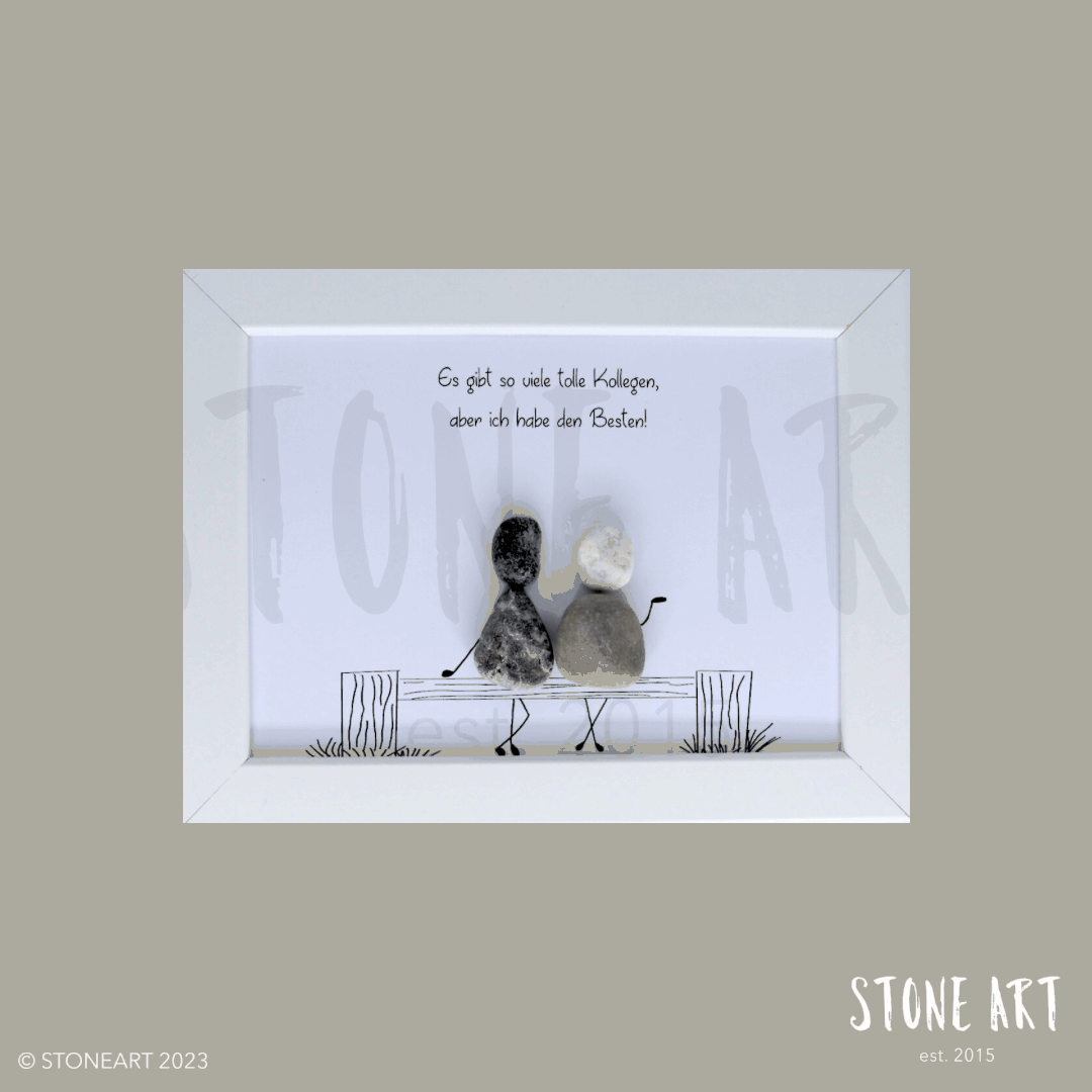 Handgefertigtes Steinbild mit Spruch „Es gibt so viele tolle Kollegen, aber ich hab den besten“ – perfektes Geschenk für Arbeitskollegen.
