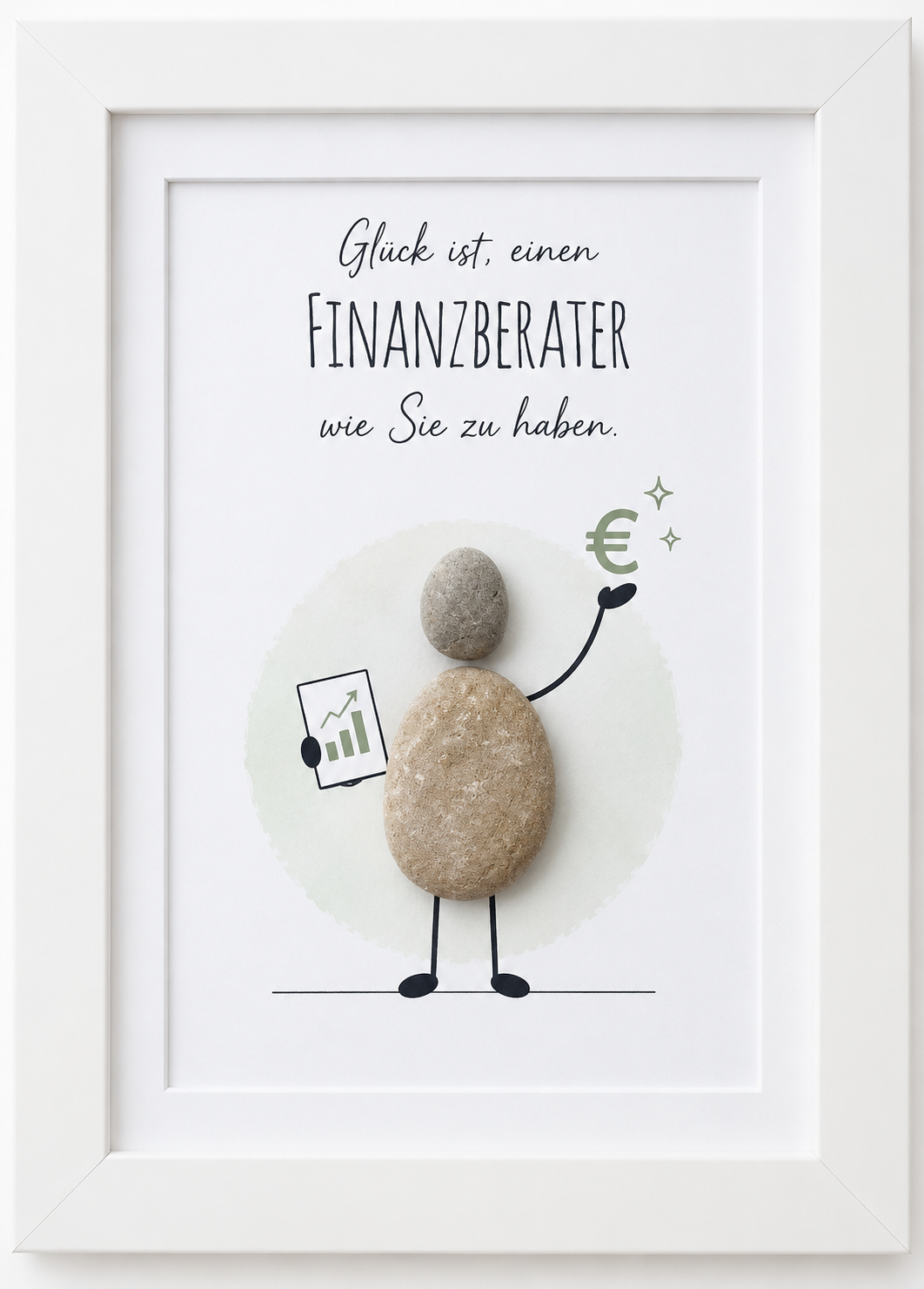 Kieselsteinbild Glück ist, einen Finanzberater wie Sie zu haben – Dankeschön-Geschenk, handgemachtes Steinbild