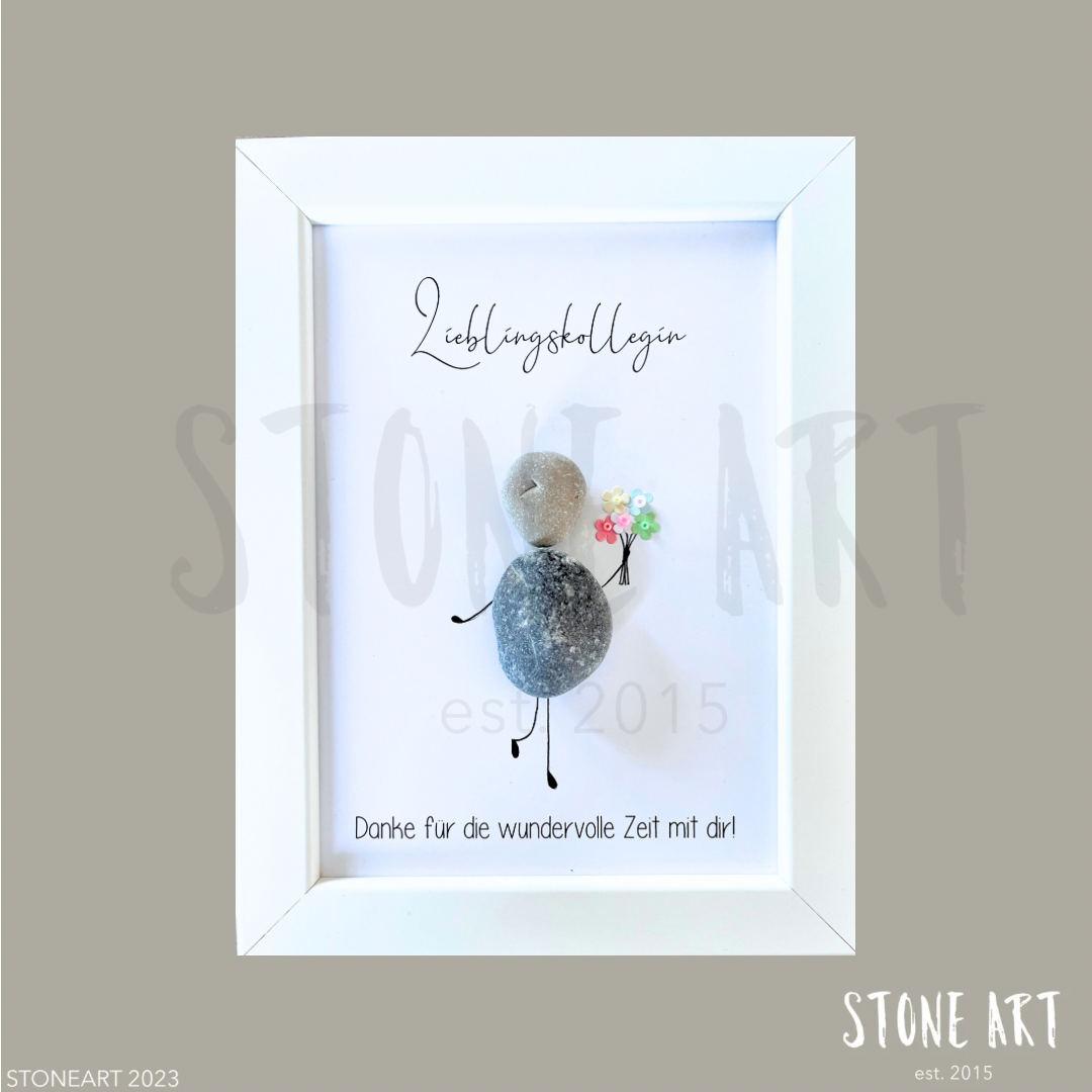 Handgefertigtes Steinbild mit der Aufschrift „Lieblingskollegin“ – liebevolles Geschenk für Arbeitskolleginnen zum Abschied oder Geburtstag.