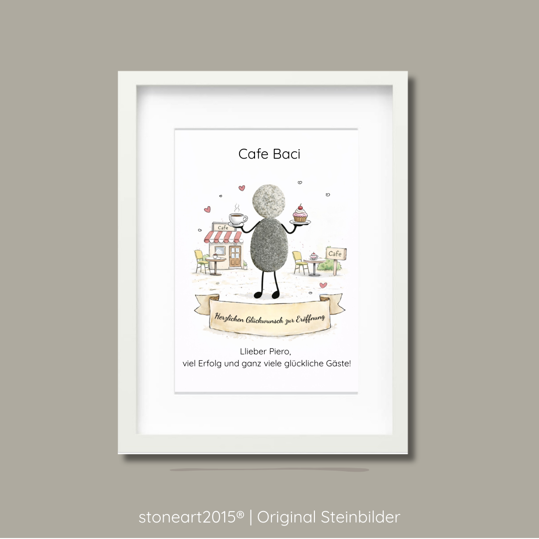 JOB93_-_Cafe Geschenk zur Geschäftseröffnung - Steinbild personalisierbar ,handgemacht