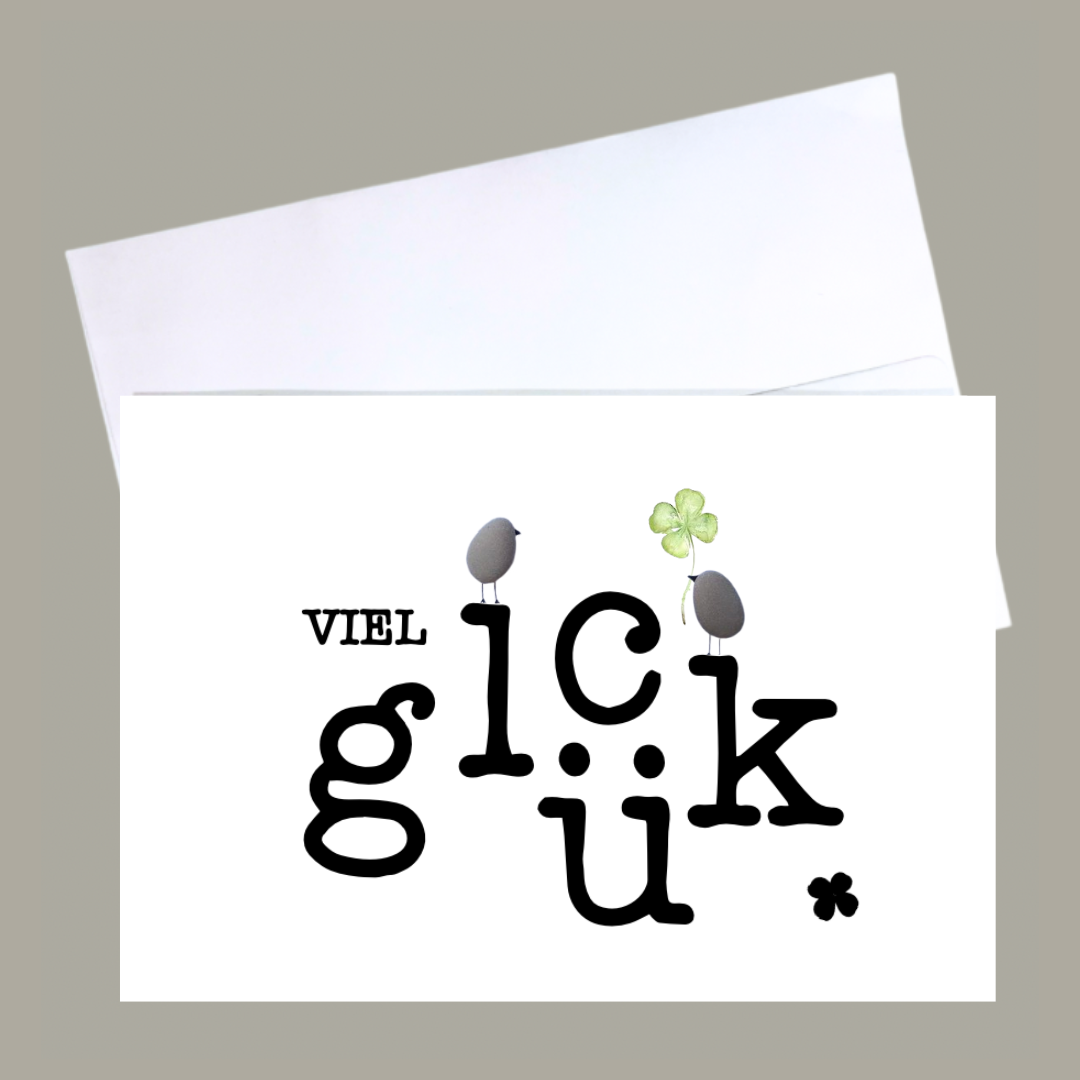 Karte „Viel Glück“ – Handgemachte Glückwunschkarte