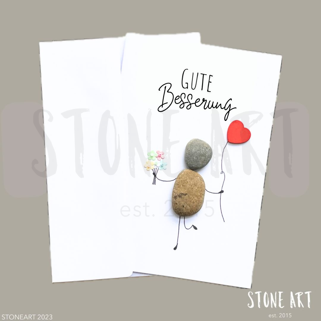 Steinkarte Gute Besserung. Besondere Glückwunschkarte zur Genesung