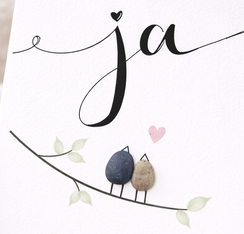 Karte - Ja - Vögel auf Ast