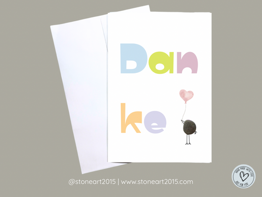 Mini-Steinbild-Karte mit dem Spruch „Danke“ – handgemachtes kleines Dankeschön mit Umschlag, ideal für Kolleg:innen, Lehrer:innen oder Lieblingsmenschen.