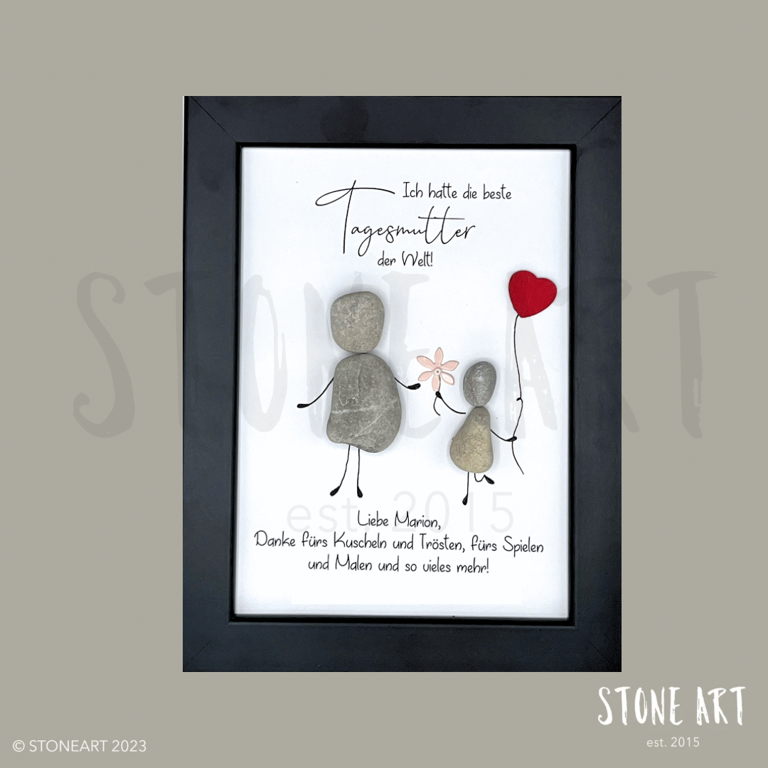 KIGA03-Steinbild-Beste Tagesmutter-Abschiedsgeschenk aus Kieselsteinen
