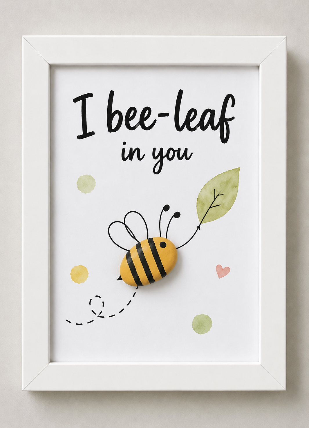 Kieselsteinbild I bee-leaf in you – Mutmacher-Geschenk mit Biene, handgemachtes Steinbild
