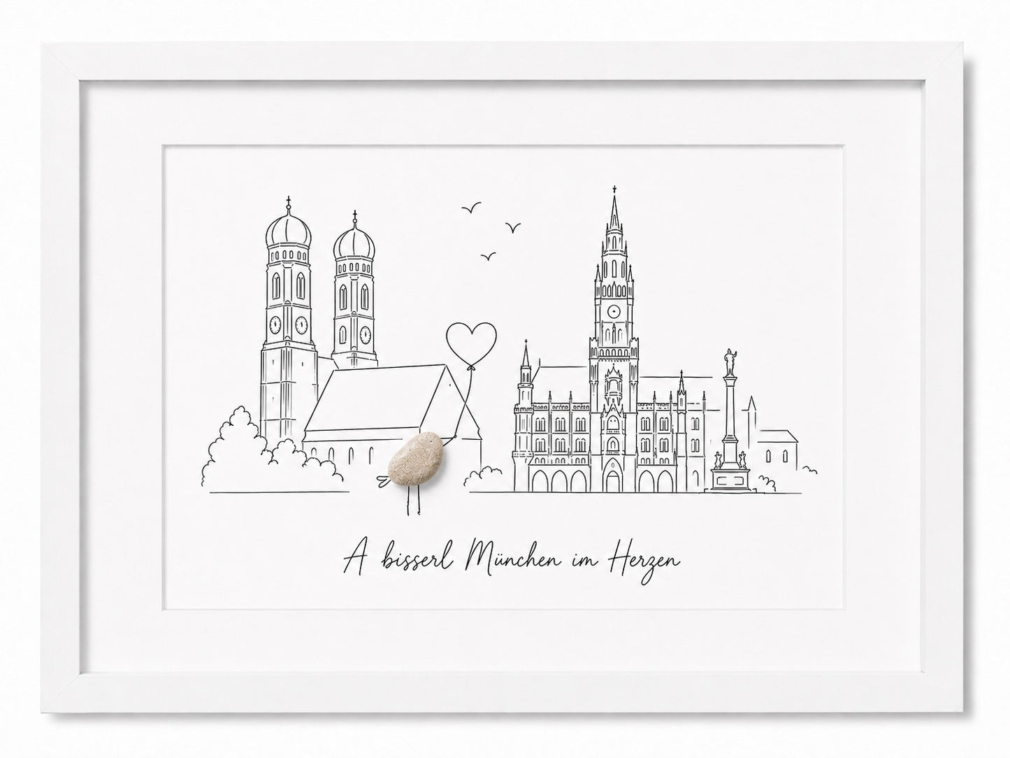 Kieselsteinbild München A bisserl München im Herzen, Geschenk für München-Liebhaber, handgemachtes Steinbild