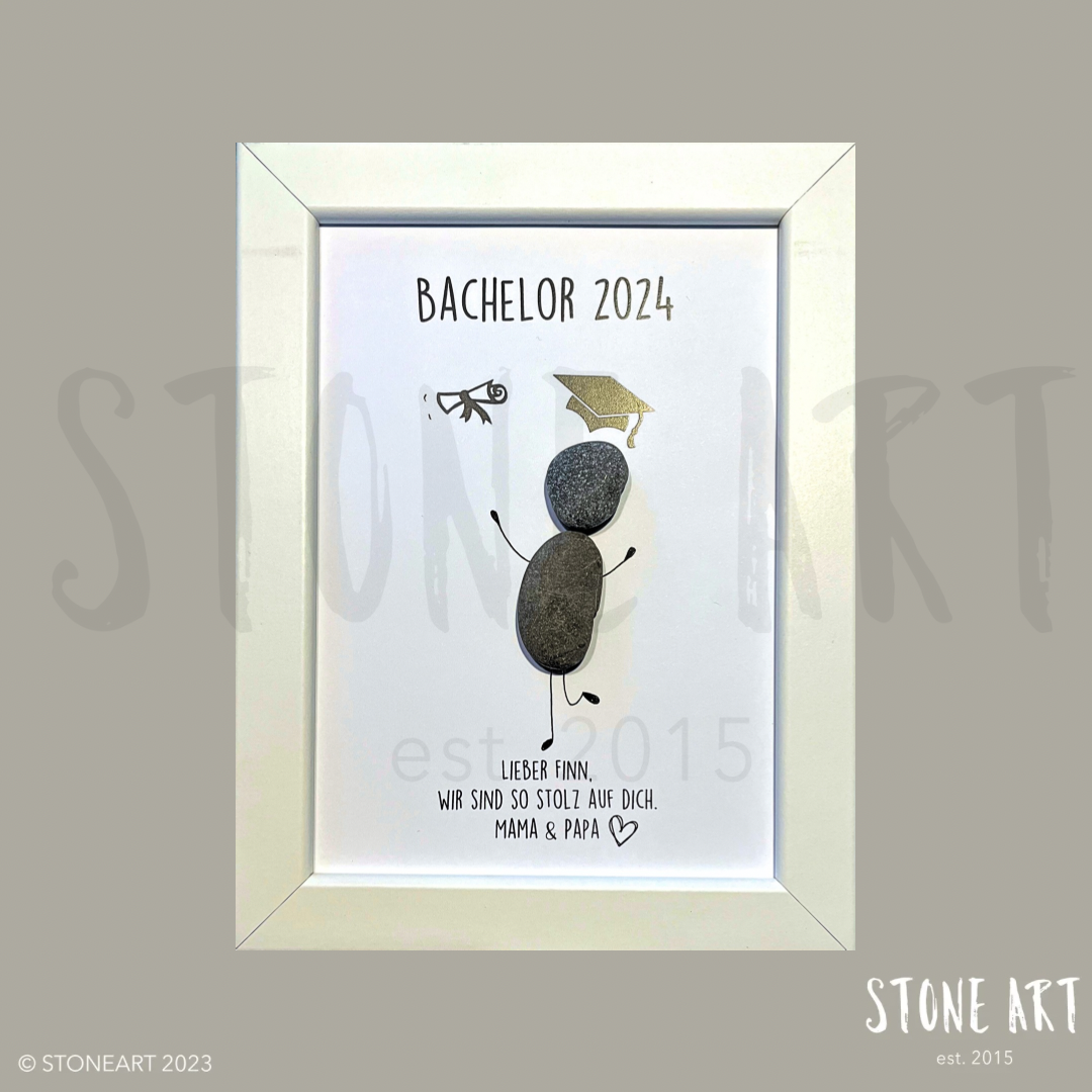 PRUEF06-Steinbild Bachelor Geschenk zum Abschluss für Bachelor, Master, sonstige Prüfung