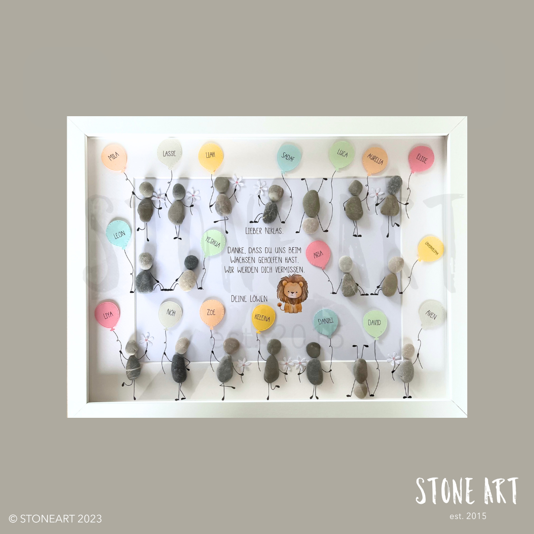 Handgemachtes Steinbild „Abschied nehmen ist schwer, aber manchmal der richtige Weg“, perfektes Trostgeschenk oder Gedenkgeschenk aus natürlichen Materialien
