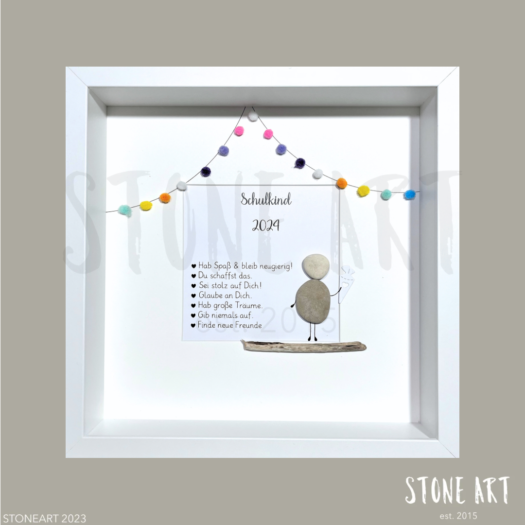 SCHU22-Steinbild_Schulkind- Geschenk zur Einschulung von Stoneart2015