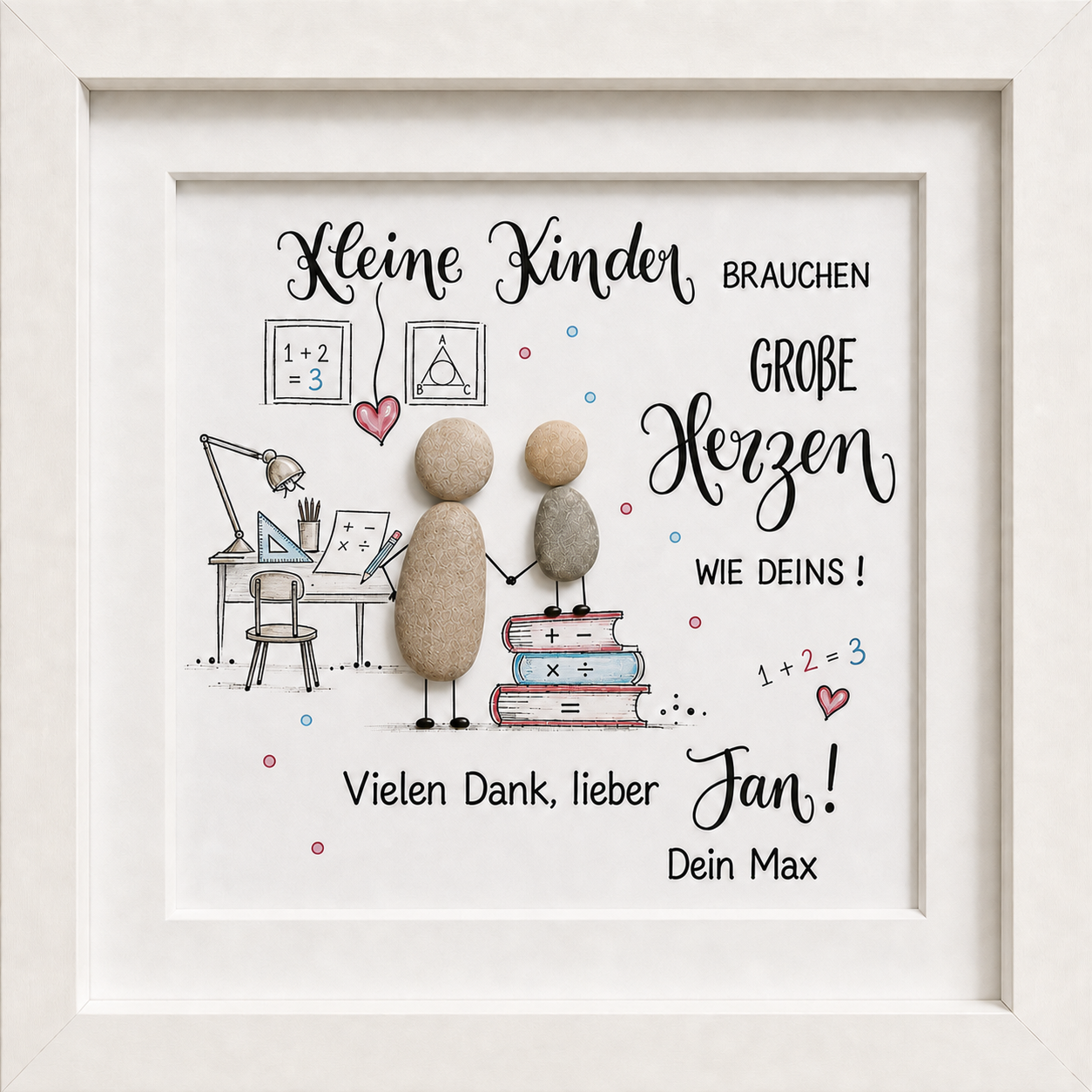 Steinbild · Kleine Kinder brauchen große Herzen – Nachhilfelehrer Mathe